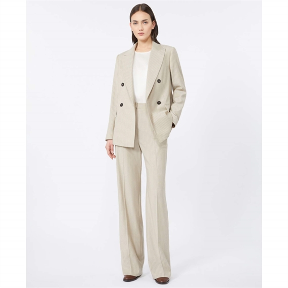 Max Mara Studio Medium Bukser, Beige Pinstripes